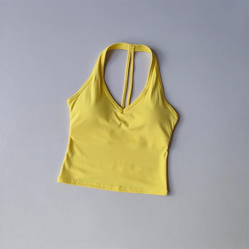 Sports Underwear V-neck Summer Neck Halter Beautiful Back Yoga Suit Vest Gathering Outside Wearing Running Gym Fitness Bra