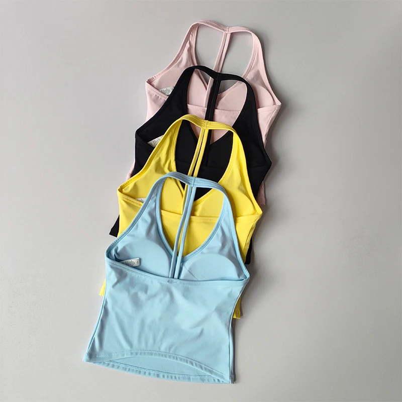 Sports Underwear V-neck Summer Neck Halter Beautiful Back Yoga Suit Vest Gathering Outside Wearing Running Gym Fitness Bra