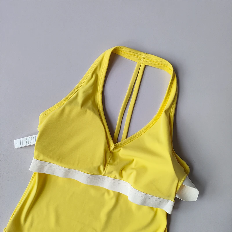 Sports Underwear V-neck Summer Neck Halter Beautiful Back Yoga Suit Vest Gathering Outside Wearing Running Gym Fitness Bra