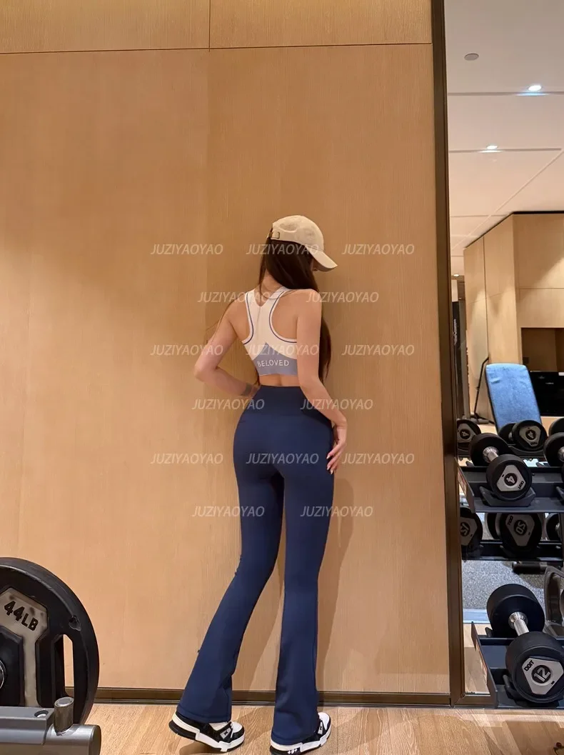 Summer Women's New High Waist Hip Lifting Fashionable Sports Flared Pants Breathable Comfortable Exercise Pilates Sports Pants