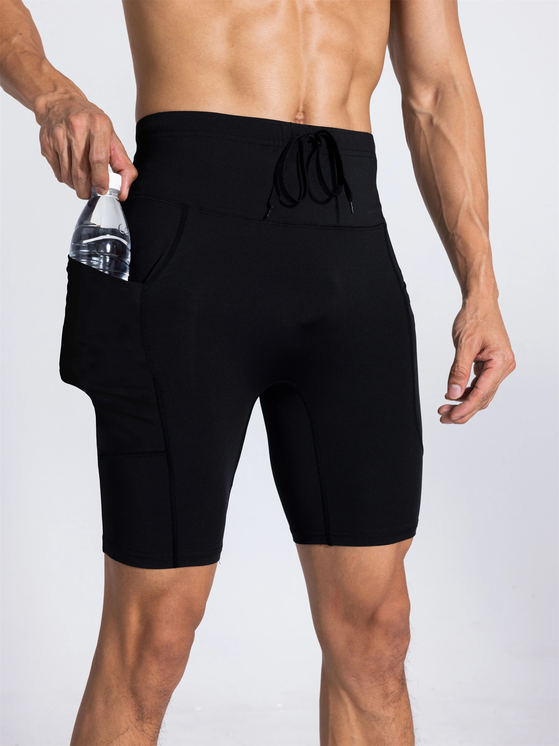 Men Women Yoga Running Shorts Pockets Outdoor Sports Half Pants Tights Exercise Fitness Gym Cycling Shorts Leggings Quick Drying
