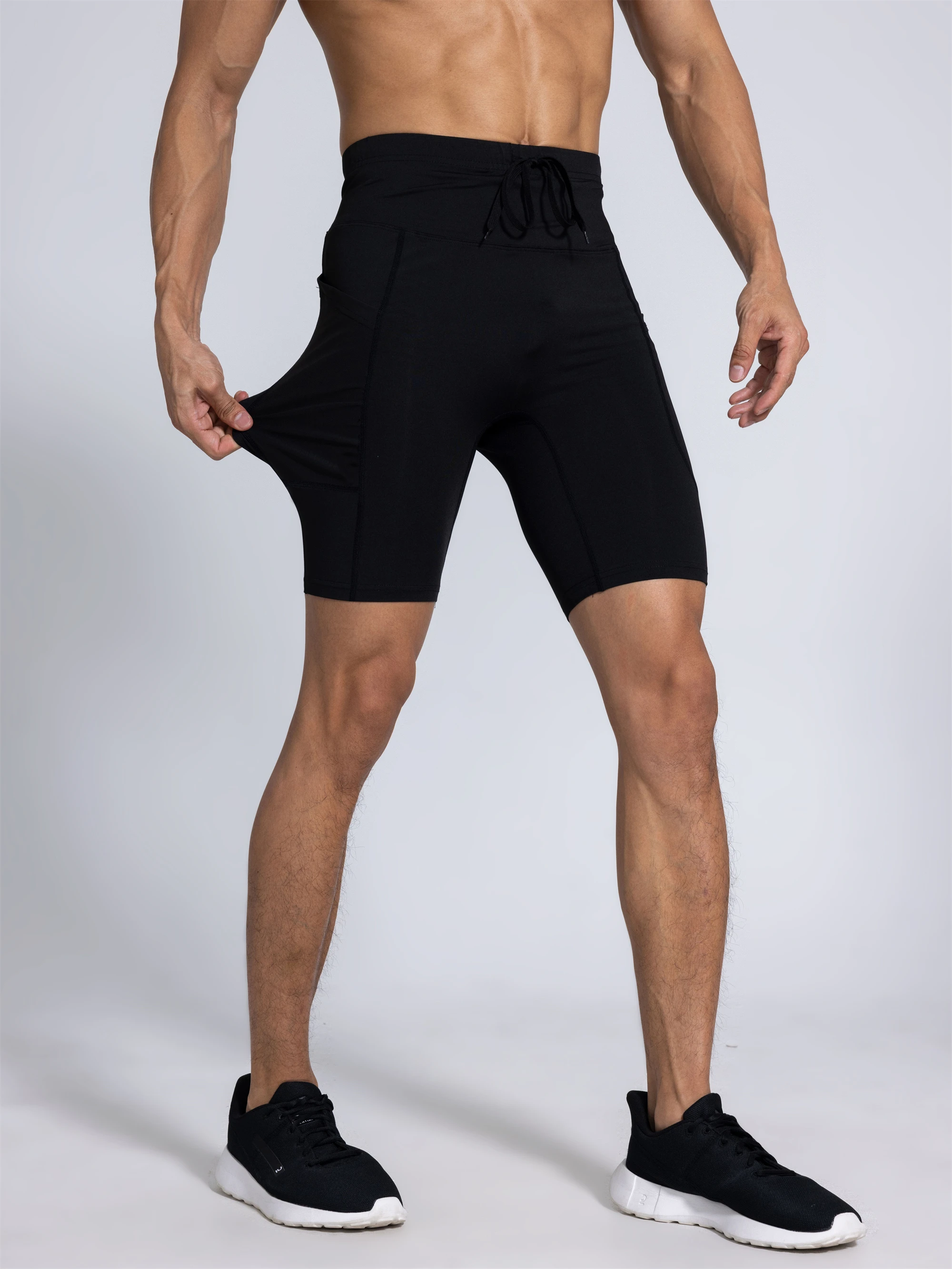 Men Women Yoga Running Shorts Pockets Outdoor Sports Half Pants Tights Exercise Fitness Gym Cycling Shorts Leggings Quick Drying