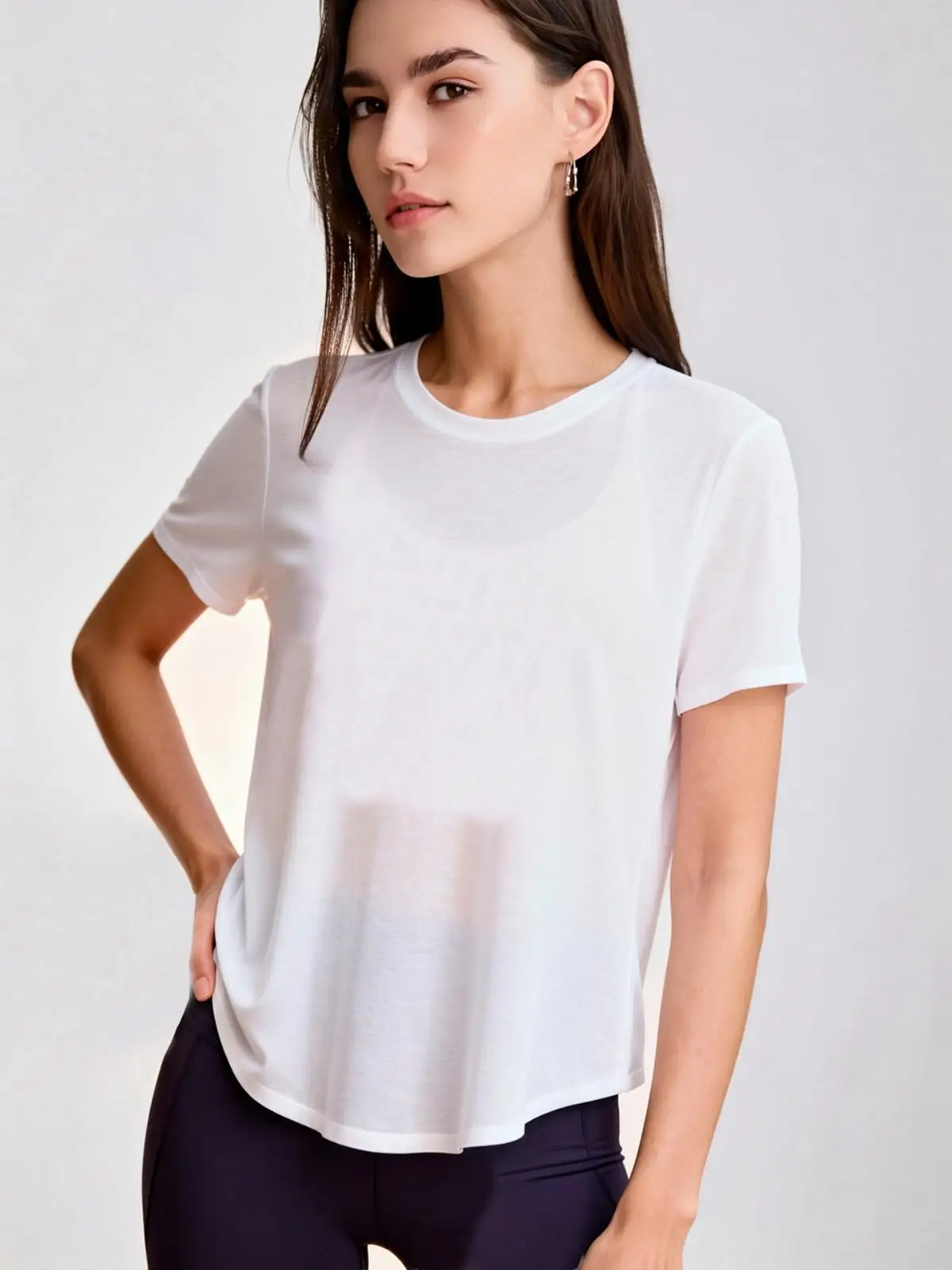 Women's Lightweight Yoga T-Shirt, Sheer Short Sleeve Workout Top with Crossover Open Back for Gym Pilates Fitness
