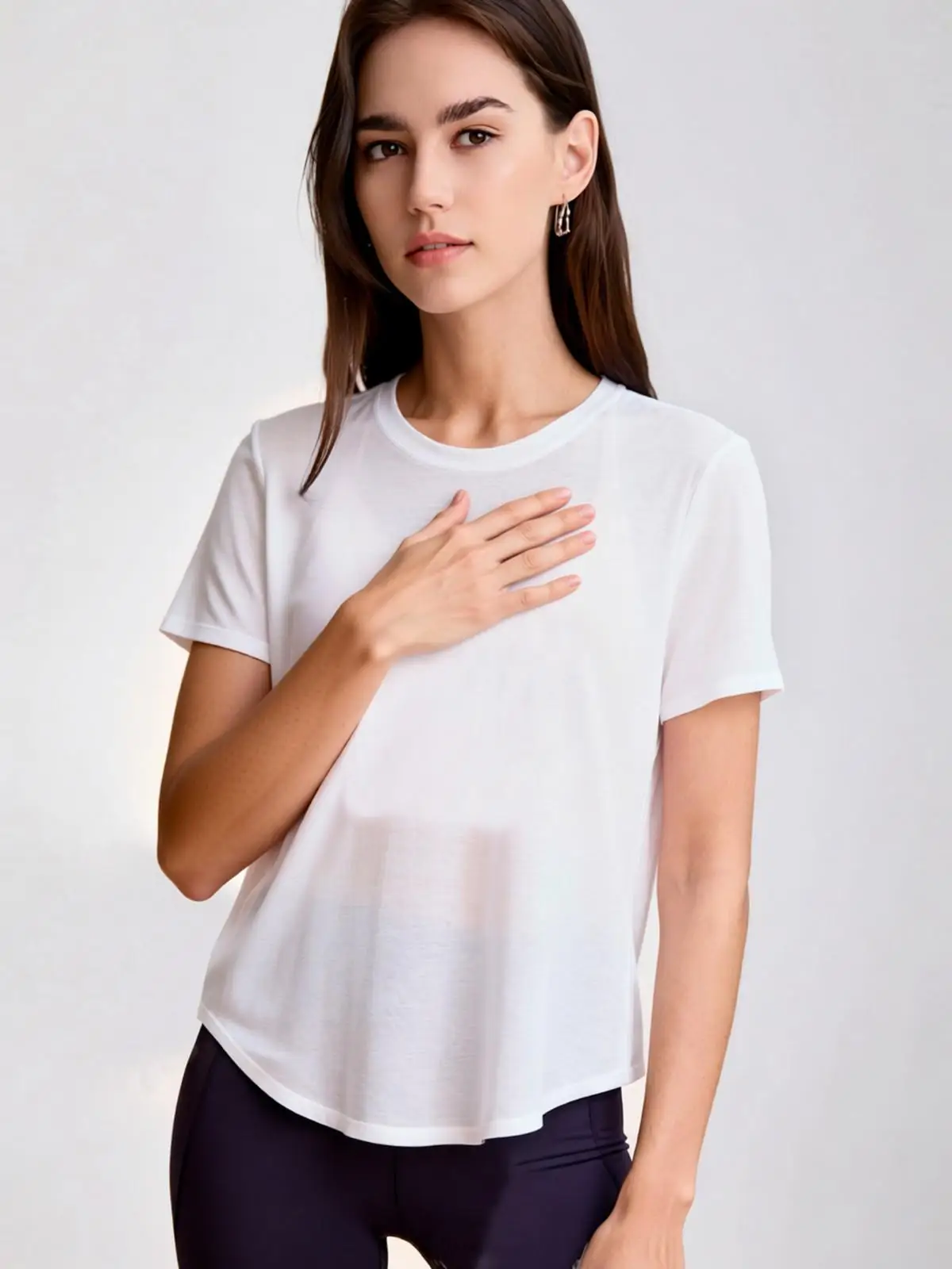 Women's Lightweight Yoga T-Shirt, Sheer Short Sleeve Workout Top with Crossover Open Back for Gym Pilates Fitness