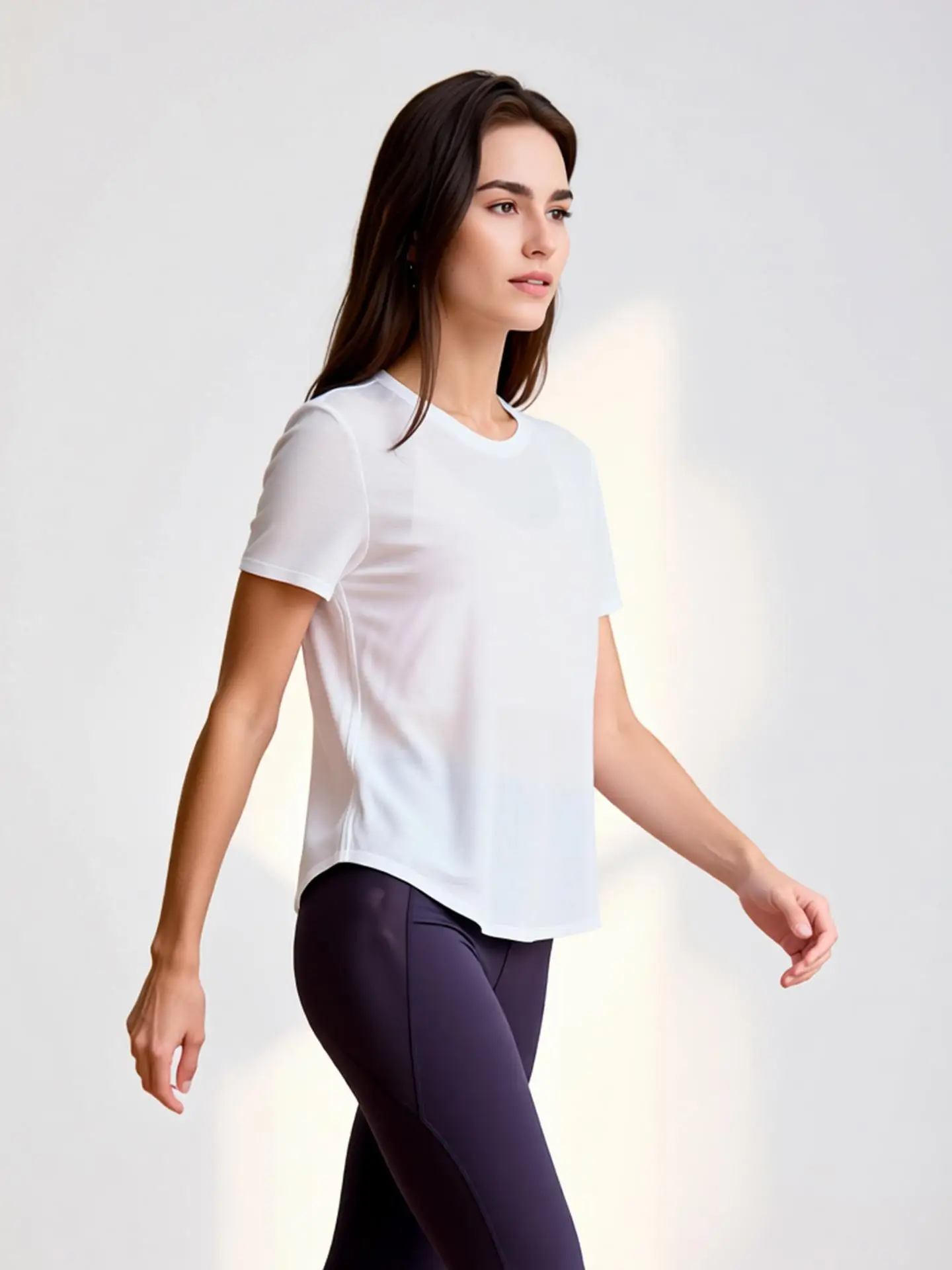Women's Lightweight Yoga T-Shirt, Sheer Short Sleeve Workout Top with Crossover Open Back for Gym Pilates Fitness