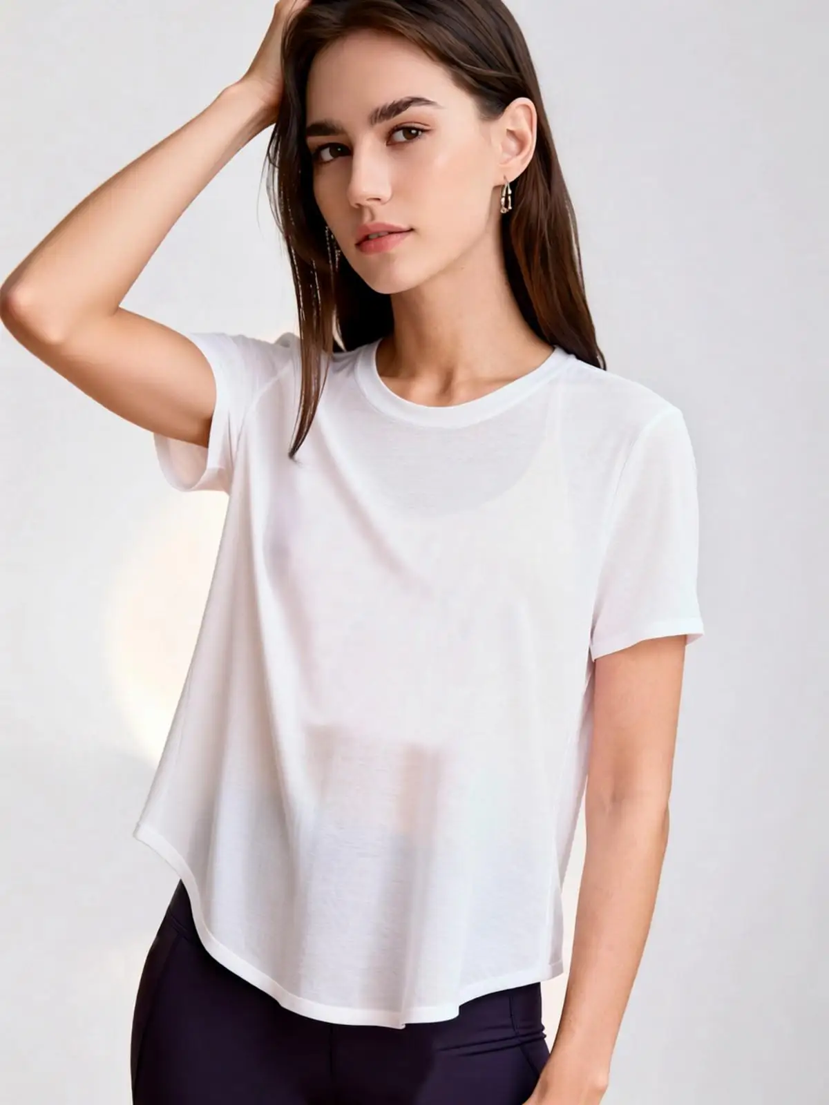 Women's Lightweight Yoga T-Shirt, Sheer Short Sleeve Workout Top with Crossover Open Back for Gym Pilates Fitness