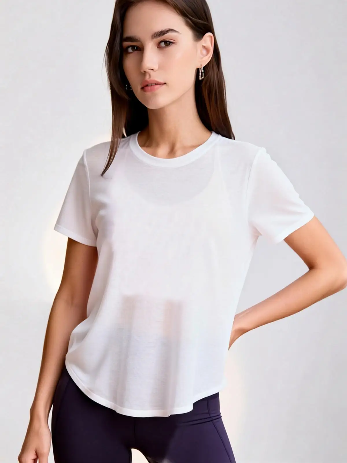 Women's Lightweight Yoga T-Shirt, Sheer Short Sleeve Workout Top with Crossover Open Back for Gym Pilates Fitness