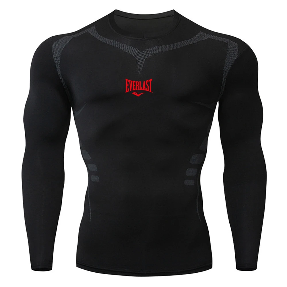 Men's long sleeved short sleeved T-shirt printed running bodybuilding quick drying T-shirt swimming and diving clothing