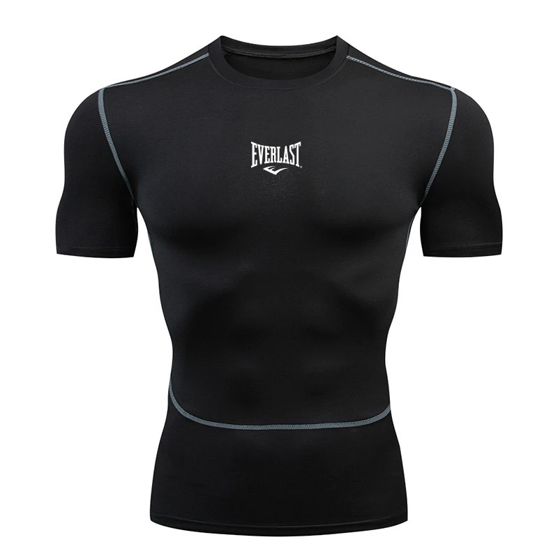 Men's long sleeved short sleeved T-shirt printed running bodybuilding quick drying T-shirt swimming and diving clothing