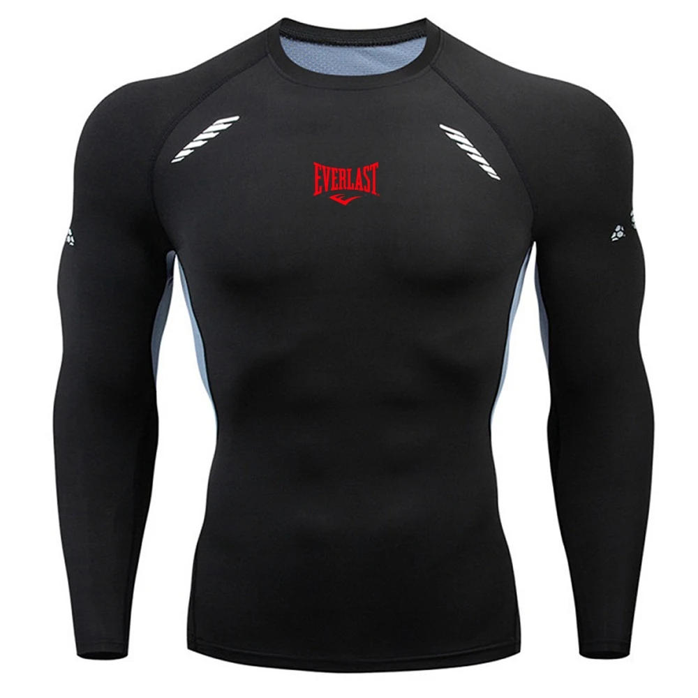 Men's long sleeved short sleeved T-shirt printed running bodybuilding quick drying T-shirt swimming and diving clothing