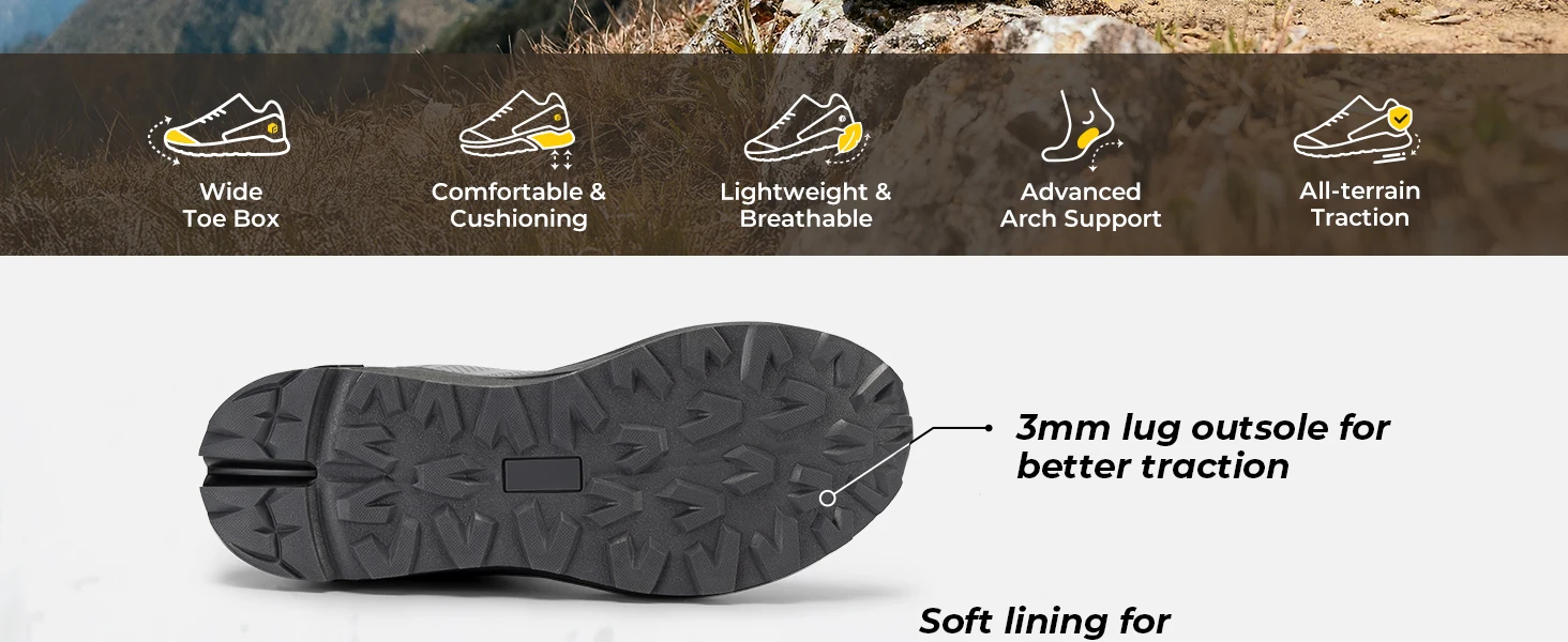 FitVille Trail Running Shoes for Men Wide Toe Box Walking Shoes Comfortable Non-Slip Sports Sneakers for Flat Feet Relief Pain