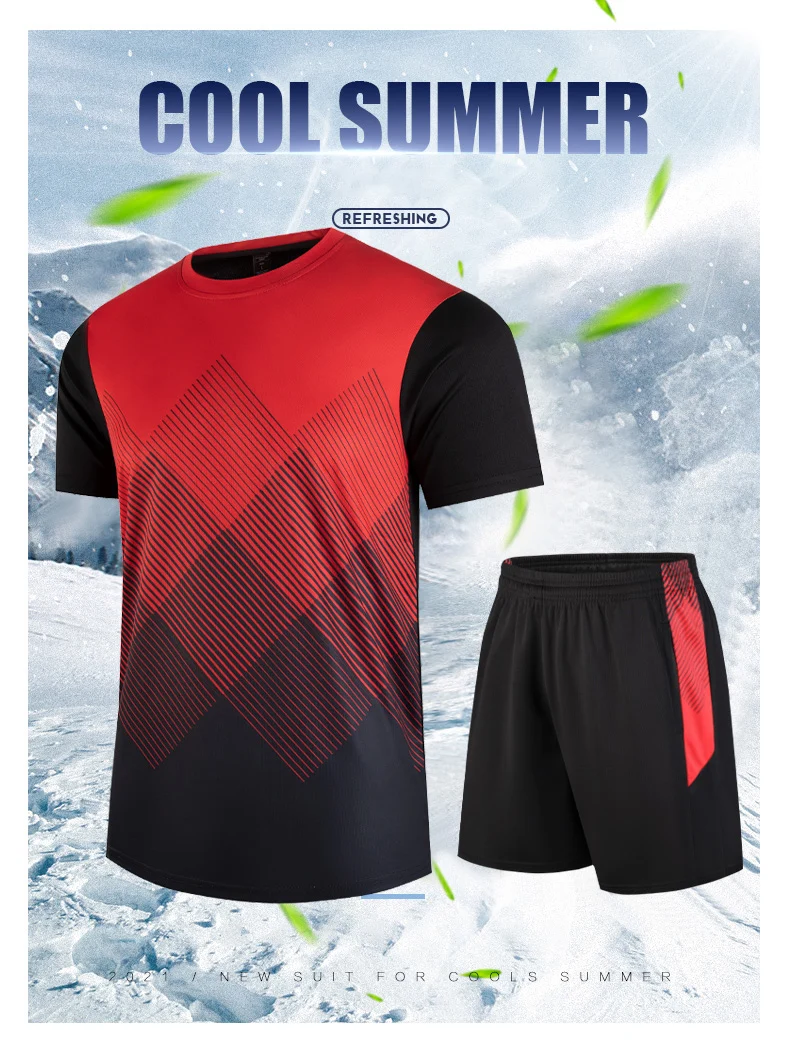 CHRLCK Fitness Clothes Ice Silk Quick Drying T-shirt Suits Unisex Short Sleeve Running Sportswear Tracksuit Gym Training Sets