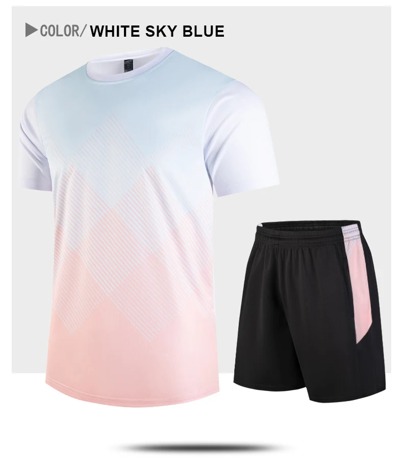 CHRLCK Fitness Clothes Ice Silk Quick Drying T-shirt Suits Unisex Short Sleeve Running Sportswear Tracksuit Gym Training Sets