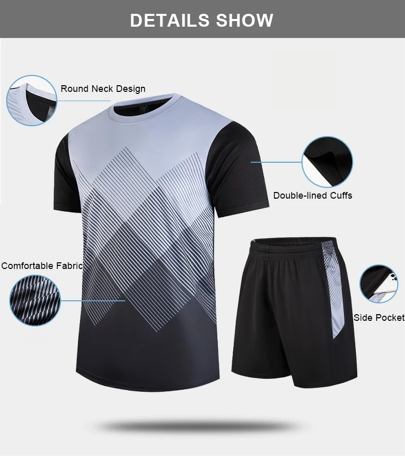 CHRLCK Fitness Clothes Ice Silk Quick Drying T-shirt Suits Unisex Short Sleeve Running Sportswear Tracksuit Gym Training Sets