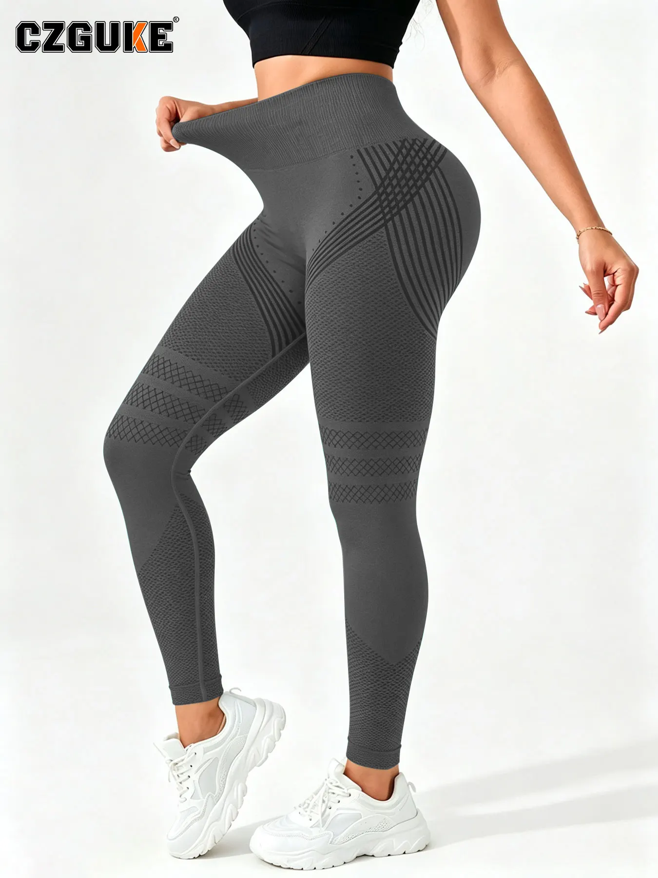 CZGUKEWomen's Cellulite 3D Leggings High Waisted Butt Lifting Tummy Training Control Anti Cellulite Legging for Gym Workout Yoga