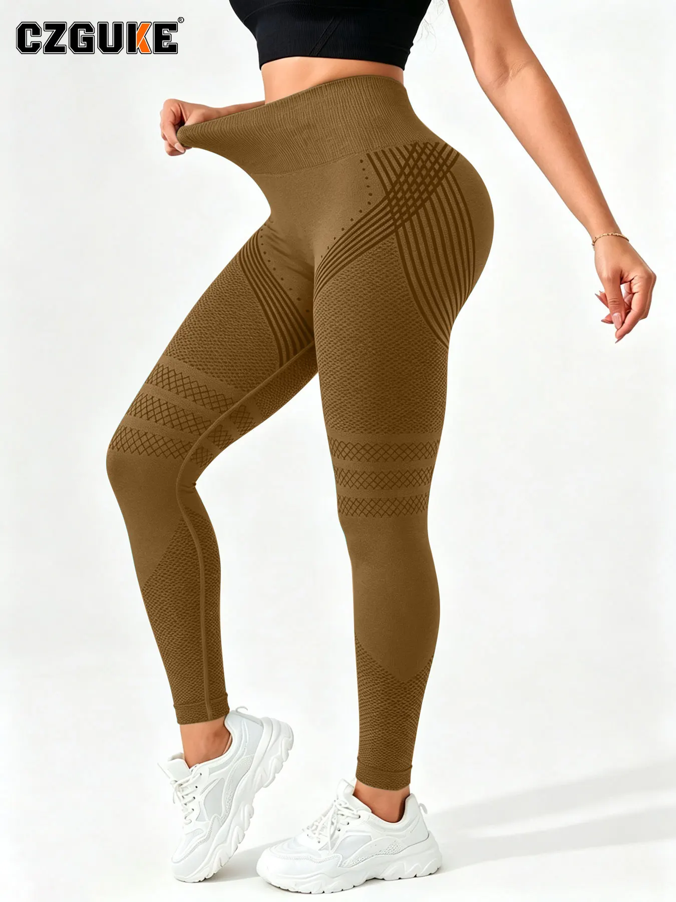 CZGUKEWomen's Cellulite 3D Leggings High Waisted Butt Lifting Tummy Training Control Anti Cellulite Legging for Gym Workout Yoga