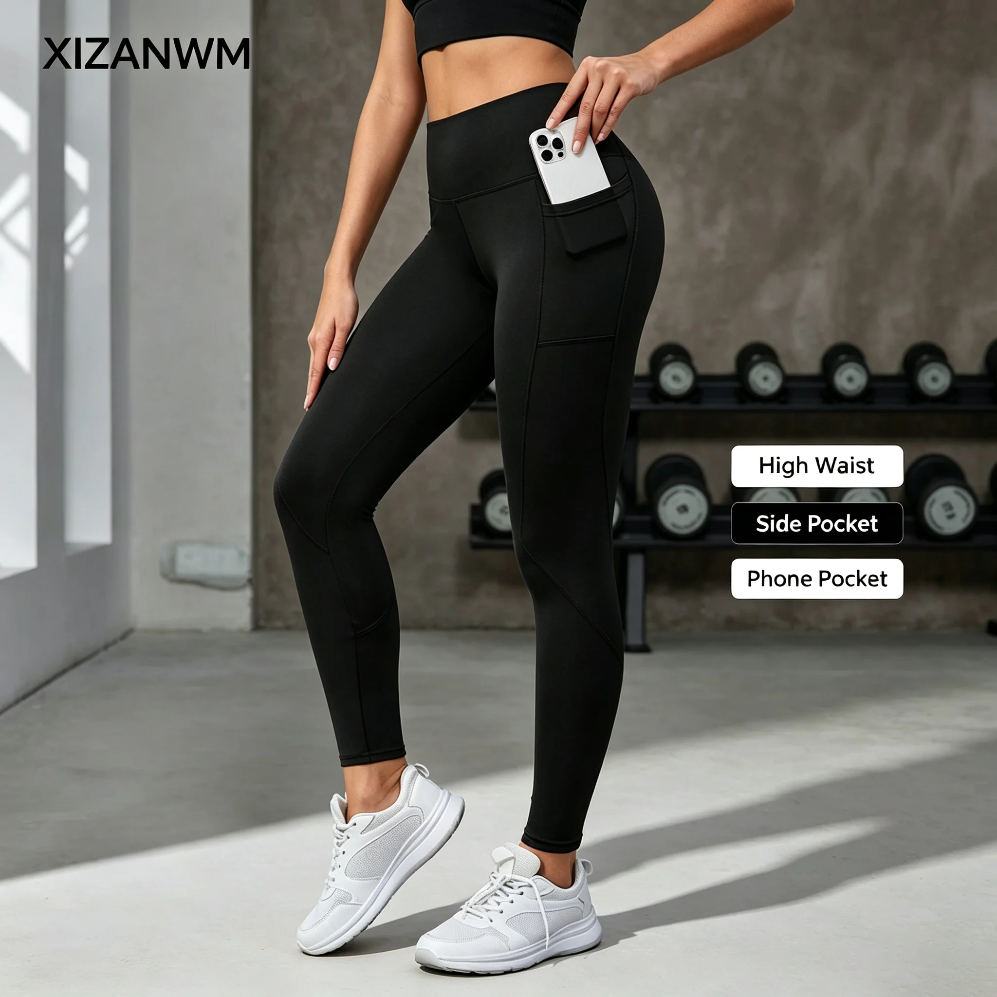 Women Yoga Pants with Pockets Butt Lifting Tummy Control Sports Leggings High Waist Fitness Tights Gym Clothing Sportswer