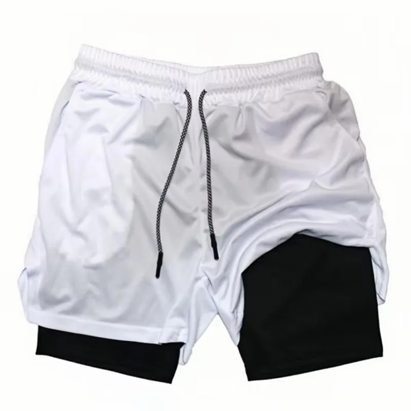 2026 Summer Sports Shorts 2-in-1 quick-dry multi-pocket Running Shorts men ventilation sweatpants Fitness double-deck men Shorts