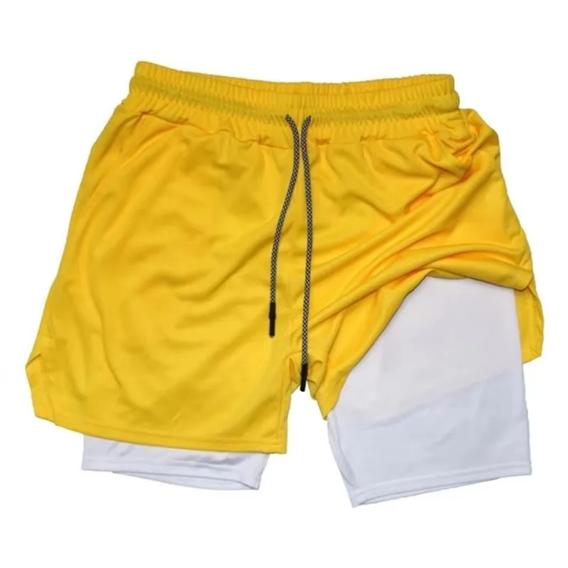 2026 Summer Sports Shorts 2-in-1 quick-dry multi-pocket Running Shorts men ventilation sweatpants Fitness double-deck men Shorts
