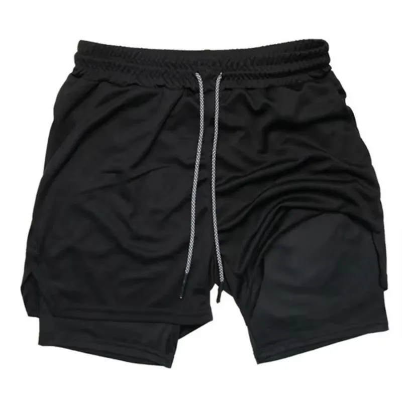 2026 Summer Sports Shorts 2-in-1 quick-dry multi-pocket Running Shorts men ventilation sweatpants Fitness double-deck men Shorts