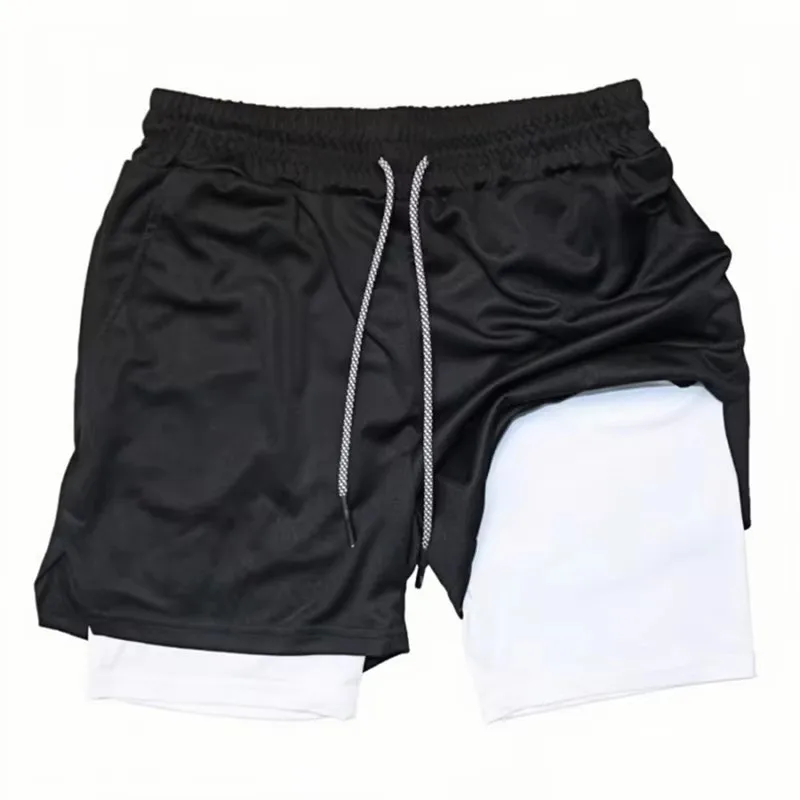 2026 Summer Sports Shorts 2-in-1 quick-dry multi-pocket Running Shorts men ventilation sweatpants Fitness double-deck men Shorts