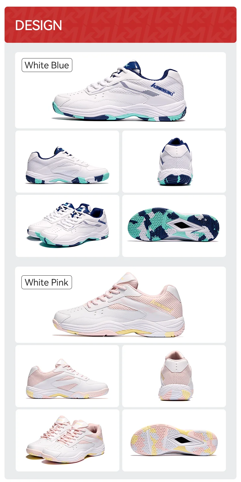 Kawasaki Mens Badminton Shoes Professional Sports Shoes for Women Breathable Indoor Court Sneakers K-086