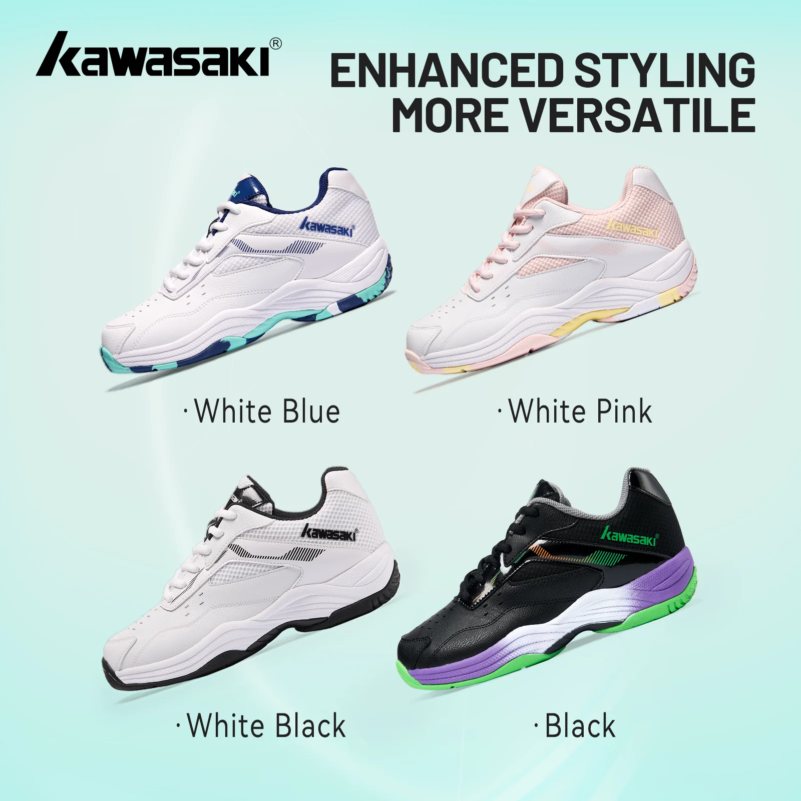 Kawasaki Mens Badminton Shoes Professional Sports Shoes for Women Breathable Indoor Court Sneakers K-086