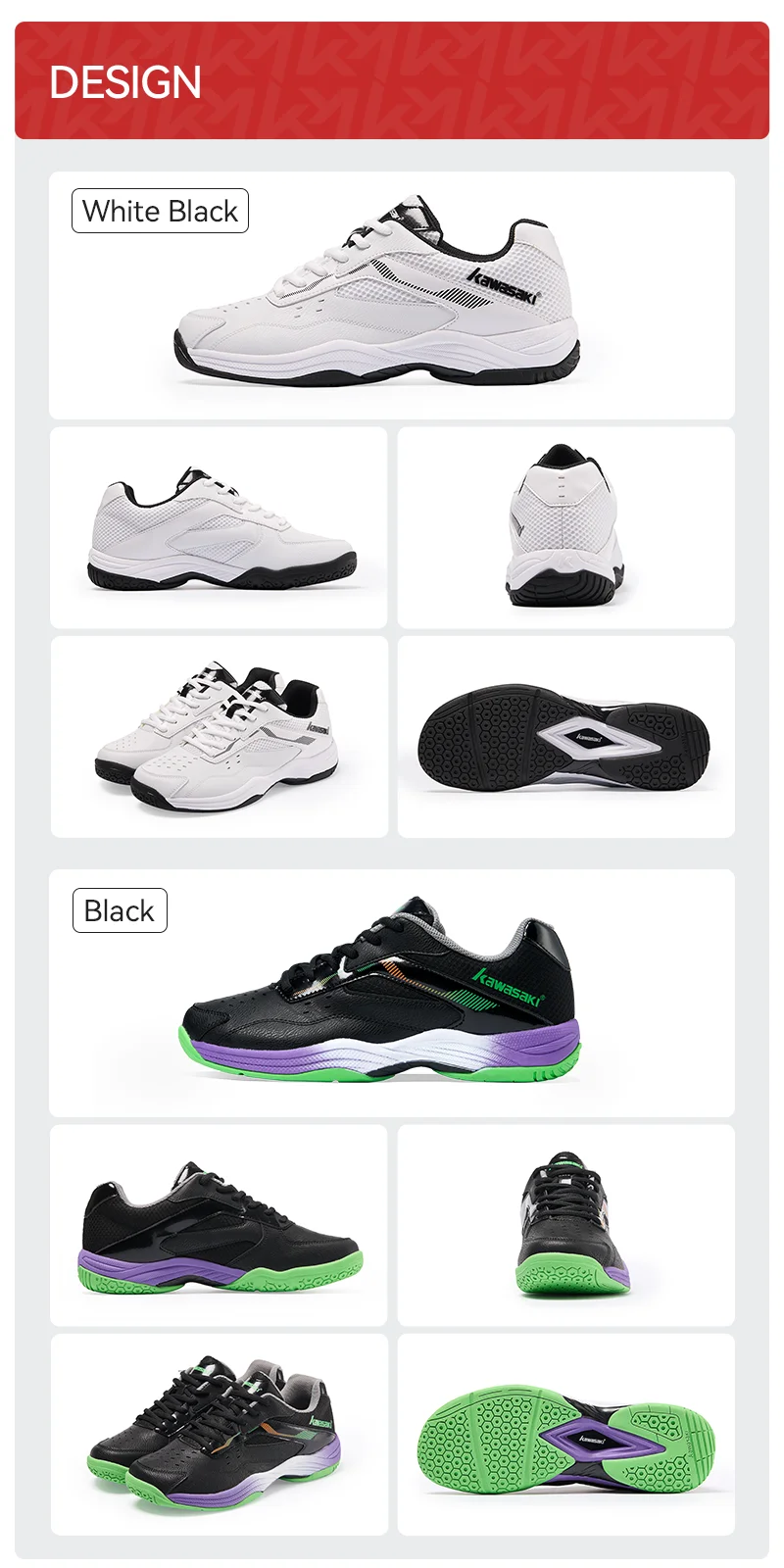 Kawasaki Mens Badminton Shoes Professional Sports Shoes for Women Breathable Indoor Court Sneakers K-086