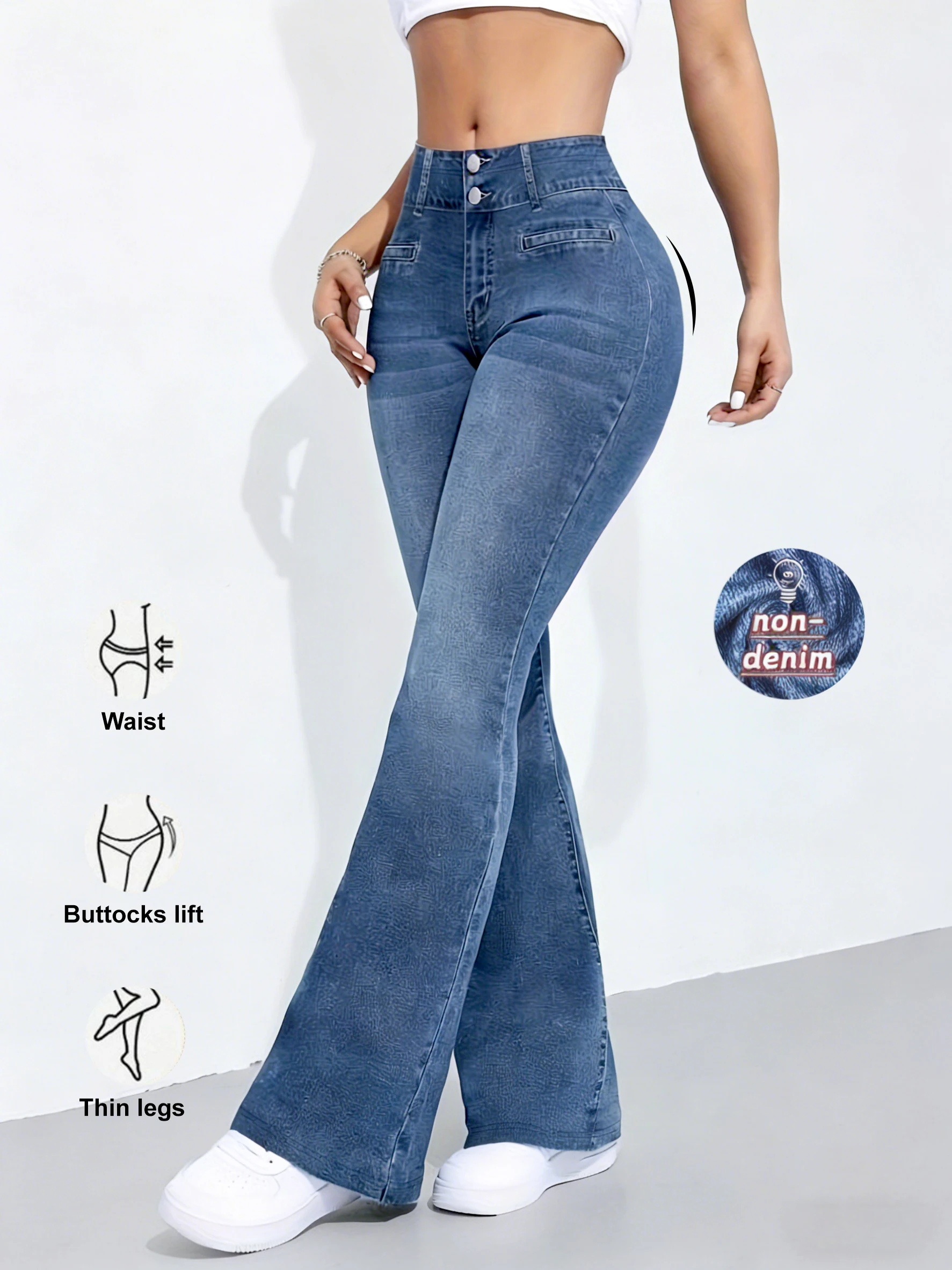 Women's Wide Leg Pants, Non-Denim Printed Elastic High Waist Slim Leggings, Gym Training Flared Pants Fashion Leggings Casual We