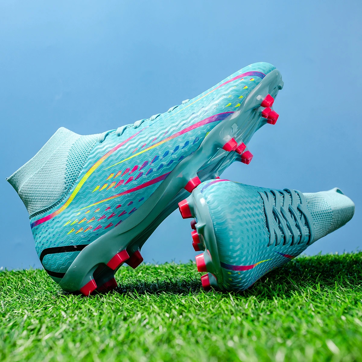 Men's Breathable FG/AG Long Nail Suitable for Training and Competition, All Season universal anti Slip Sports Football Shoes