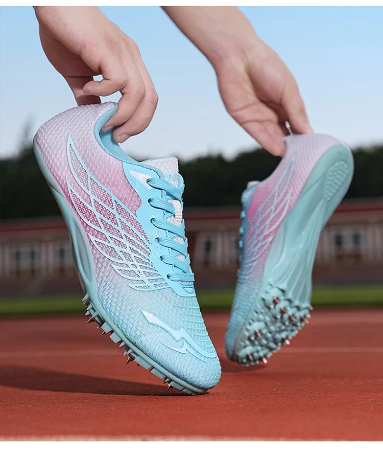 Track And Field Sprint Spikes Women Men Professional Lightweight Breathable Mesh Running Shoes For 100M 200M 400M Competition