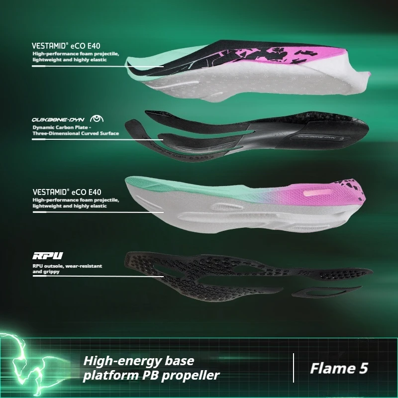 361 Degrees Flame 5.0 MIX Men Running Shoes Carbon Plate Racing Marathon Stable Rebound Wear-resistant Male Sneakers 672612214