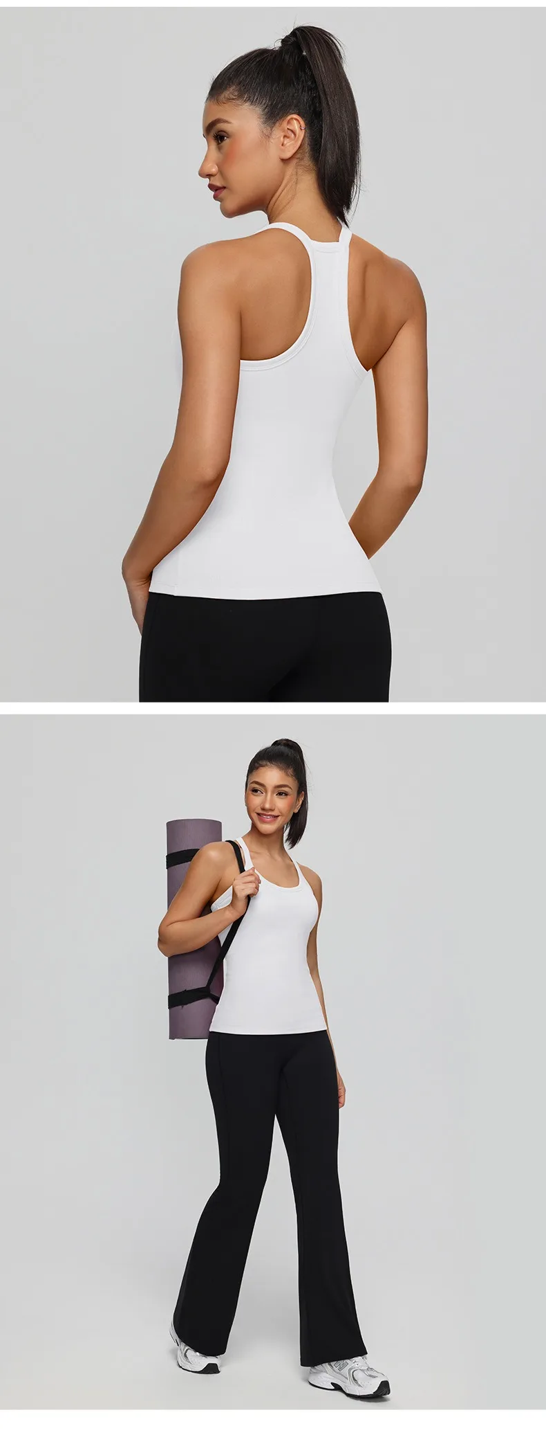 Women's Fitness Sports Yoga Vest Gym Running Training Sleeveless Vest Built-in Bra Yoga Tank Top Pilates Workout Sports Vest