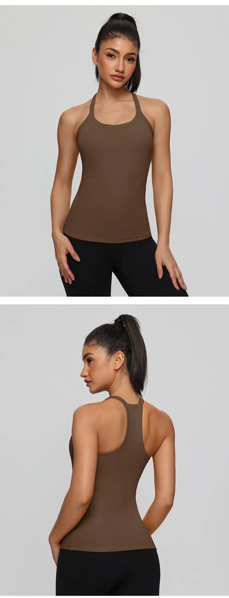 Women's Fitness Sports Yoga Vest Gym Running Training Sleeveless Vest Built-in Bra Yoga Tank Top Pilates Workout Sports Vest