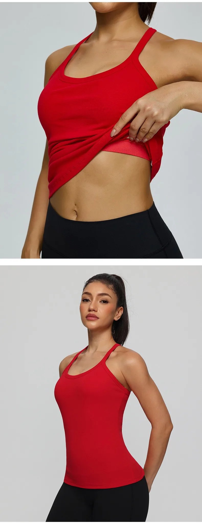 Women's Fitness Sports Yoga Vest Gym Running Training Sleeveless Vest Built-in Bra Yoga Tank Top Pilates Workout Sports Vest