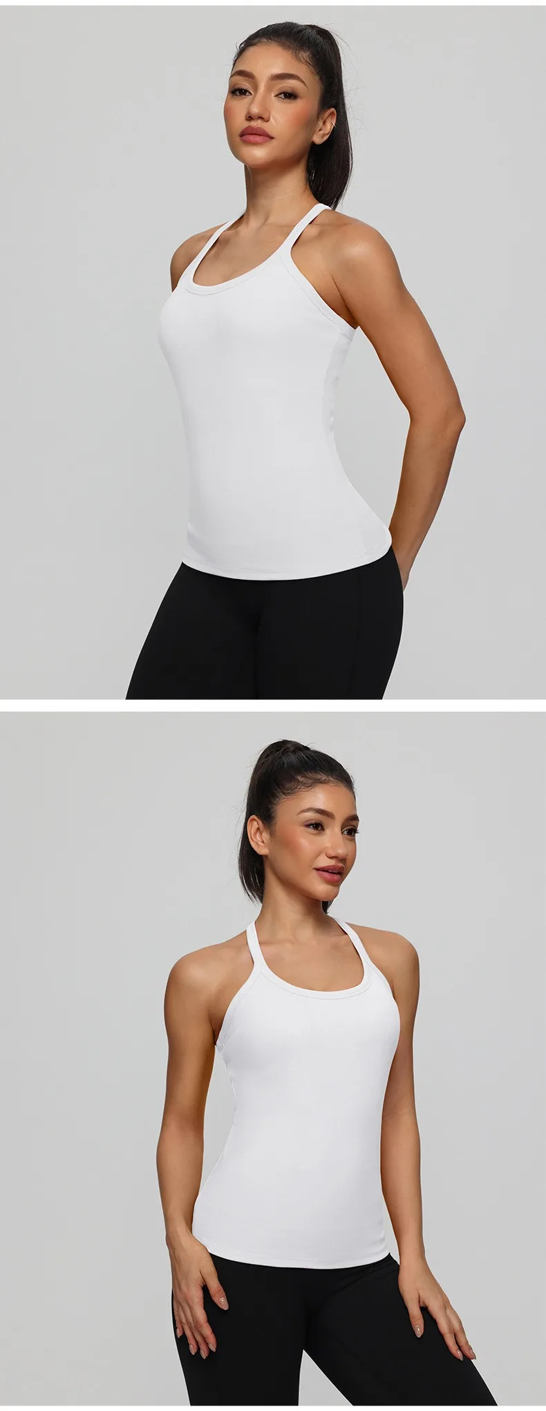 Women's Fitness Sports Yoga Vest Gym Running Training Sleeveless Vest Built-in Bra Yoga Tank Top Pilates Workout Sports Vest