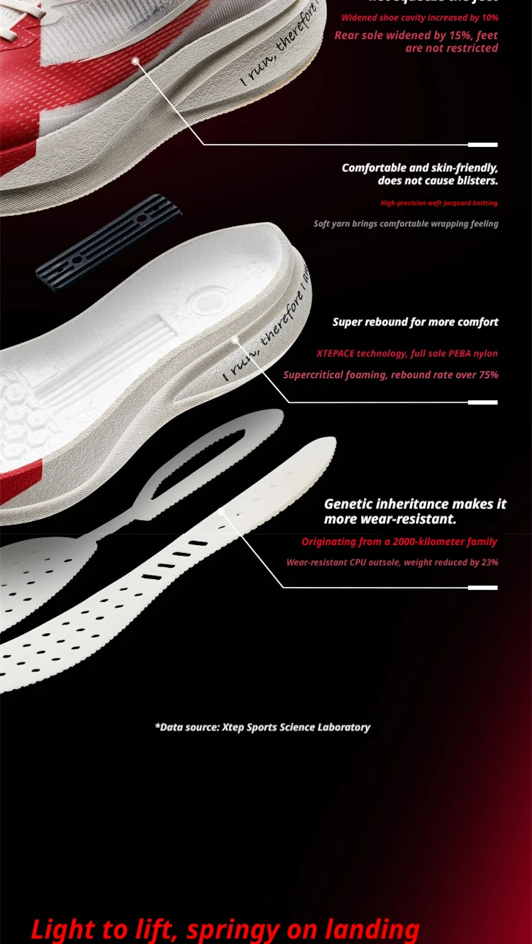 XTEP 2000km PRO Running Sneakers For Women 2026 Spring Stability Comfort Cushioned Lightweight Female Sports shoes 874218110043