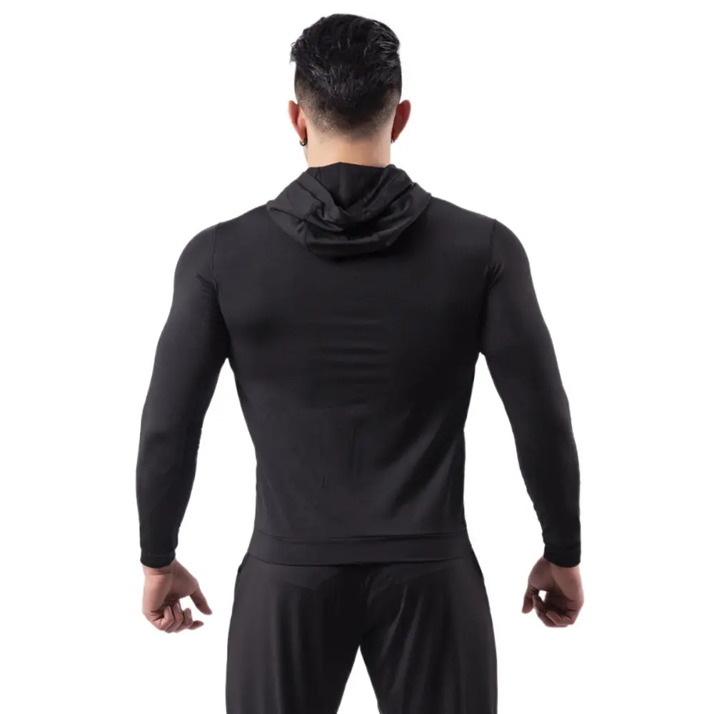 Running sports jacket hooded men's fitness morning run basketball training quick drying tight fitting jacket breathable jacket