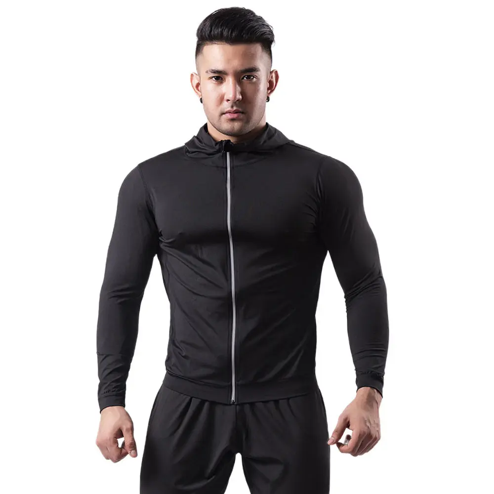 Running sports jacket hooded men's fitness morning run basketball training quick drying tight fitting jacket breathable jacket