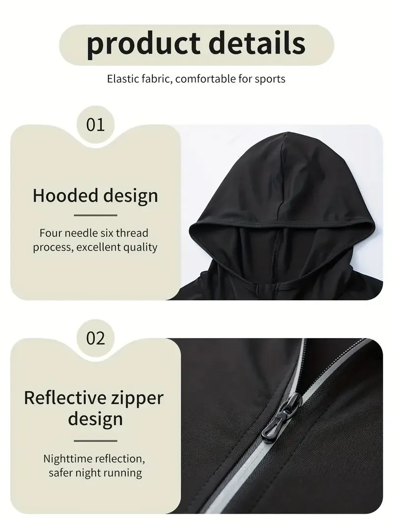 Running sports jacket hooded men's fitness morning run basketball training quick drying tight fitting jacket breathable jacket