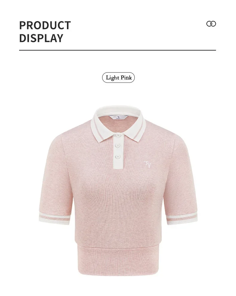 TTYGJ New Summer Women Sweaters T-Shirts Short Sleeve POLO Collar Knit Wears Female Slim Tops Classical Golf Clothing