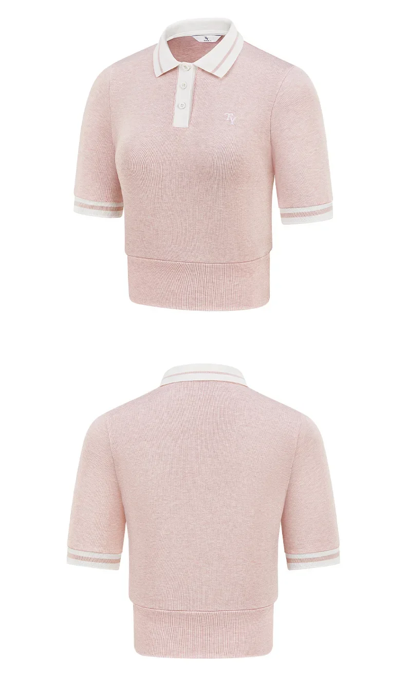 TTYGJ New Summer Women Sweaters T-Shirts Short Sleeve POLO Collar Knit Wears Female Slim Tops Classical Golf Clothing