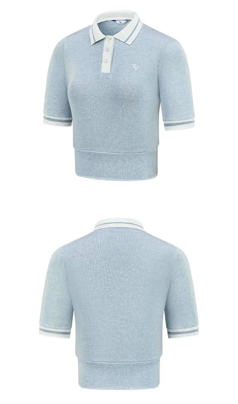TTYGJ New Summer Women Sweaters T-Shirts Short Sleeve POLO Collar Knit Wears Female Slim Tops Classical Golf Clothing