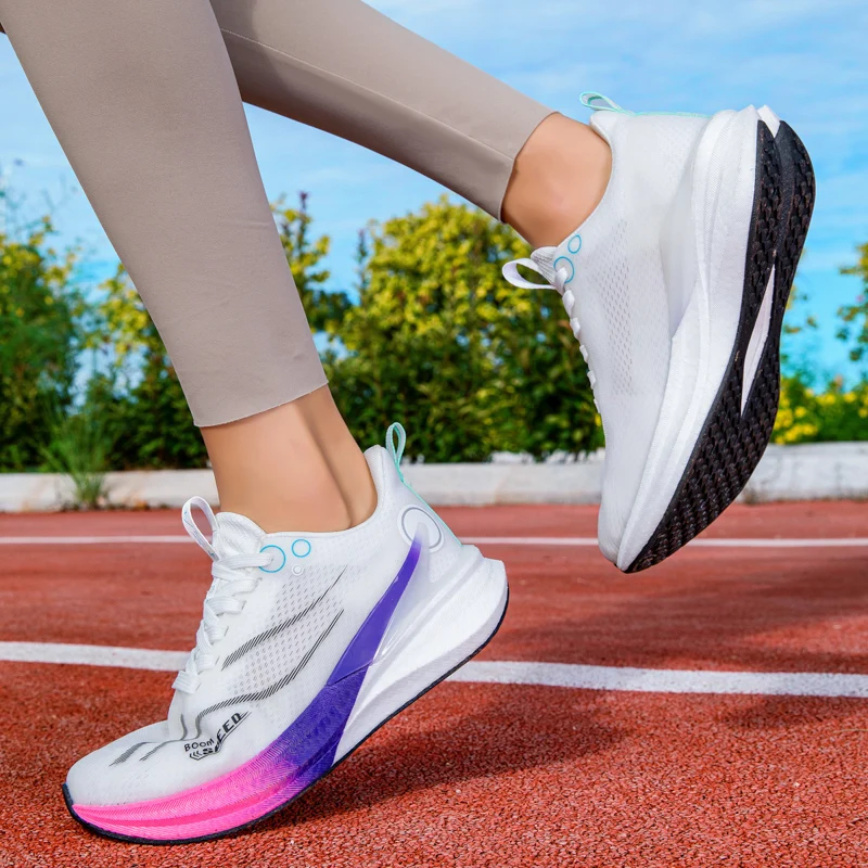 Professional Marathon Men Carbon Board Running Shoes Lightweight Breathable Comfortable Women Stable Support Sprint Sports Shoes