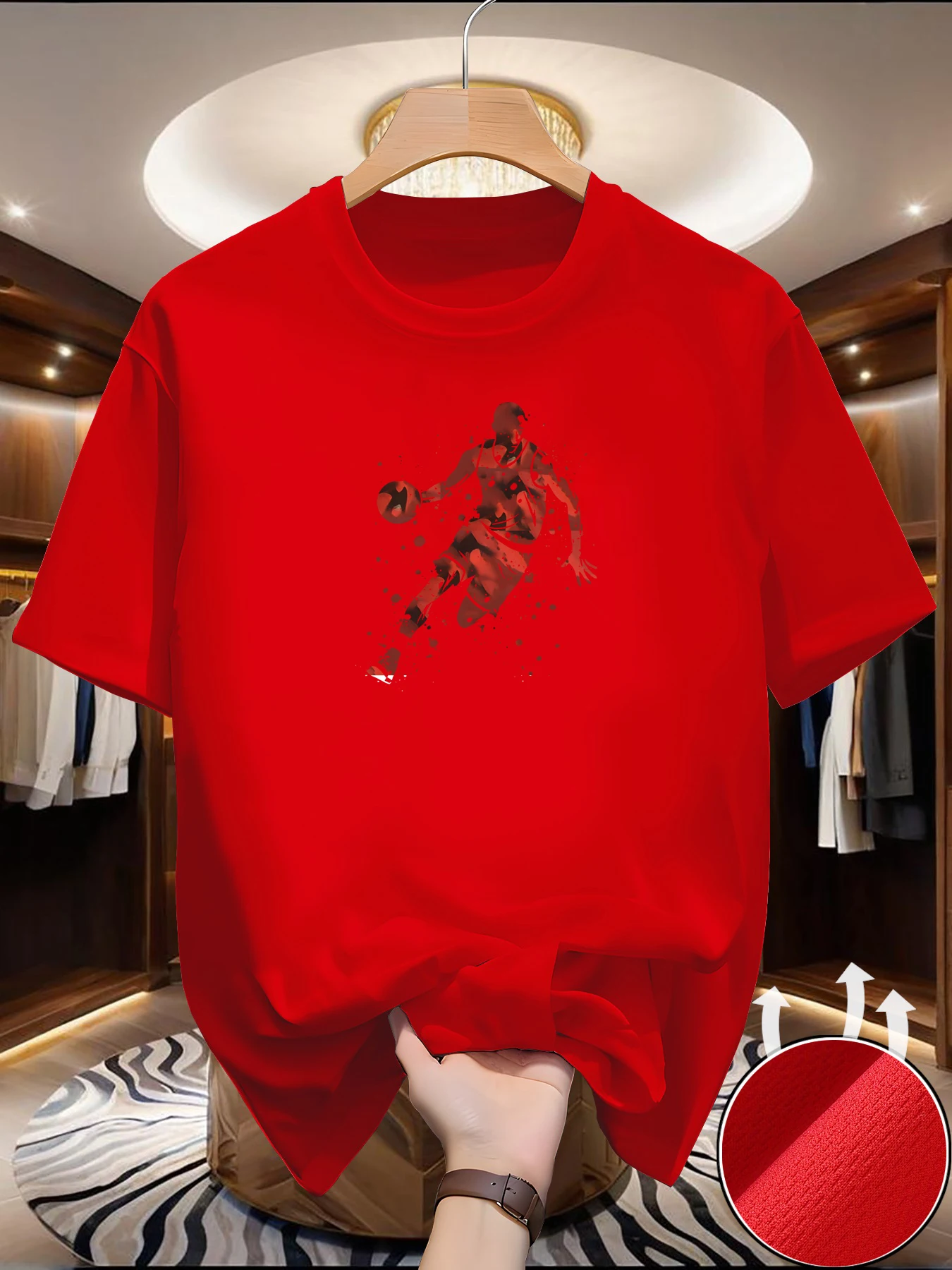 Summer men's short-sleeved American design printed T-shirt casual sports versatile top