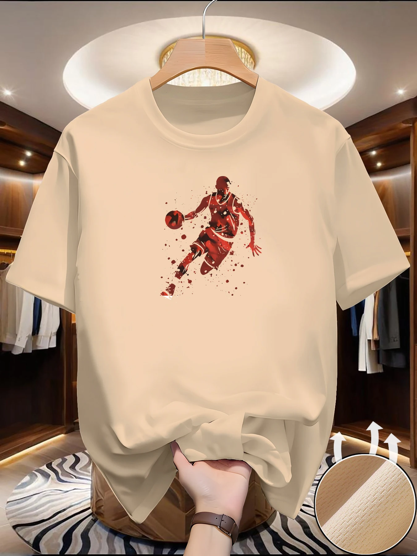Summer men's short-sleeved American design printed T-shirt casual sports versatile top
