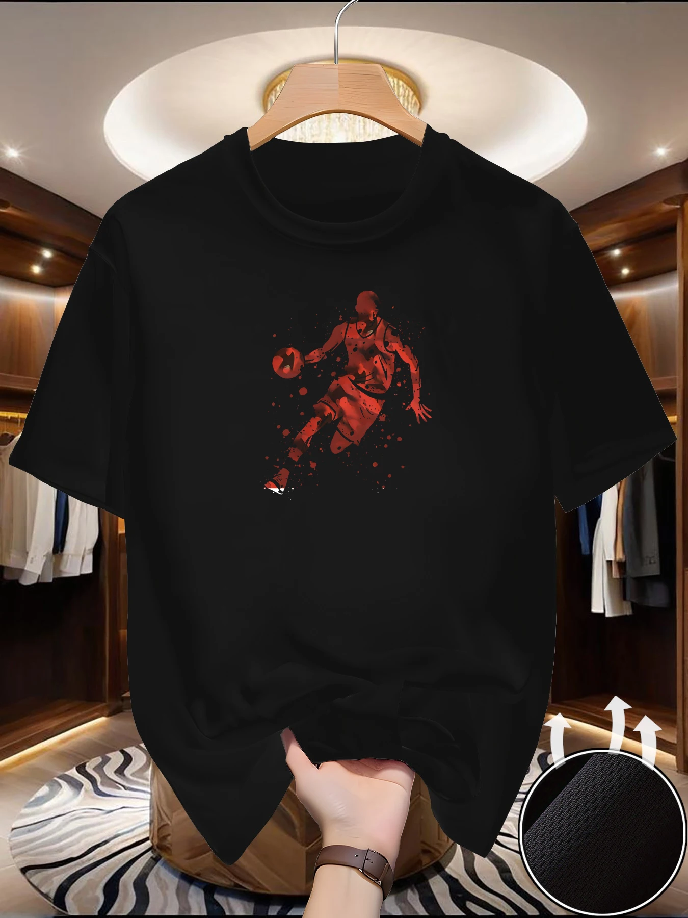 Summer men's short-sleeved American design printed T-shirt casual sports versatile top