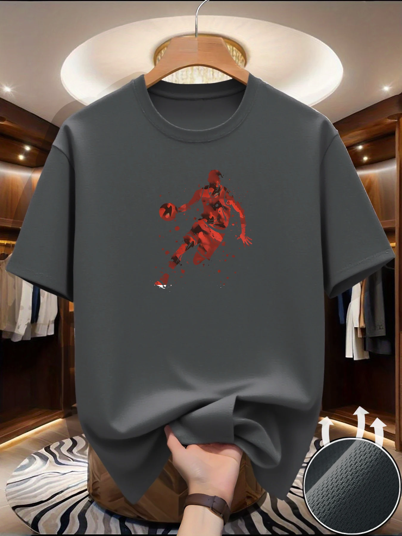 Summer men's short-sleeved American design printed T-shirt casual sports versatile top
