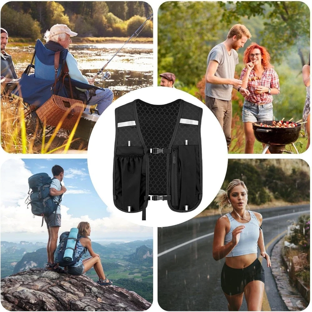 Running Vest for Women Men, Adjustable Chest Strap Running Hydration Vest Lightweight Reflective Hydration Backpack for Marathon