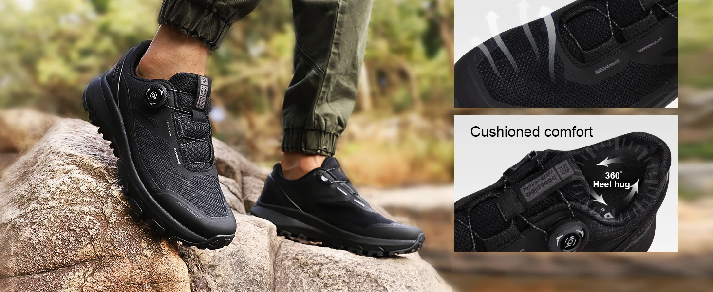 Baasploa Men Hiking Outdoor Sneakers New High Quality Trekking Climbing Shoes Male Rotating Button Luxury Designer Outdoor Shoes